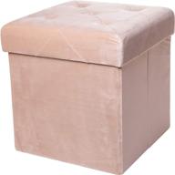 🪑 velvet ivory luxury storage ottoman by red co: padded seat, collapsible folding bench & foot rest - 15 inches logo