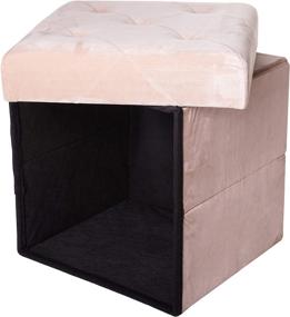 img 1 attached to 🪑 Velvet Ivory Luxury Storage Ottoman by Red Co: Padded Seat, Collapsible Folding Bench & Foot Rest - 15 Inches