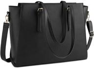 👜 women's waterproof laptop tote bag: stylish & professional 15.6 inch laptop briefcase for business office work, lightweight & durable shoulder handbag - black logo