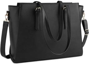 img 4 attached to 👜 Women's Waterproof Laptop Tote Bag: Stylish & Professional 15.6 Inch Laptop Briefcase for Business Office Work, Lightweight & Durable Shoulder Handbag - Black