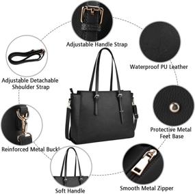 img 2 attached to 👜 Women's Waterproof Laptop Tote Bag: Stylish & Professional 15.6 Inch Laptop Briefcase for Business Office Work, Lightweight & Durable Shoulder Handbag - Black