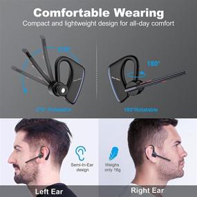 img 1 attached to 🎧 New bee Bluetooth Headset: 24Hrs Talktime, CVC8.0 Dual Mic, Noise Cancelling, V5.2 Wireless Earpiece (Blue)