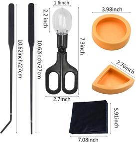 img 3 attached to Set of 3 Reptile Feeding Tongs - Long Tweezers for Cricket Clamp, Bug Scooper, and 2 Ceramic Reptile Food Bowls - Lizard Gecko Food Water Dish for Bearded Dragon Feeding including Worm Dish