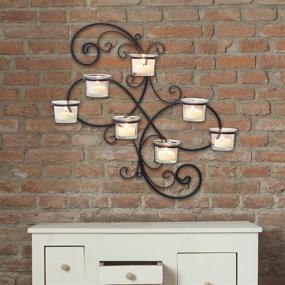 img 1 attached to 🕯️ Stonebriar BR-CN-5387A Hanging Wall Sconce: Decorative Black Scrolled Ivy Metal Tea Light Candle Holder with 7 Tealights