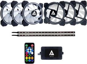 img 3 attached to 🌀 Apevia ET62-RGB Electro 120mm Silent Addressable RGB LED Fan with Remote Control, 28x LEDs & 8X Anti-Vibration Rubber Pads, Includes 2 Magnetic Addressable LED Strips (6+2-pack)