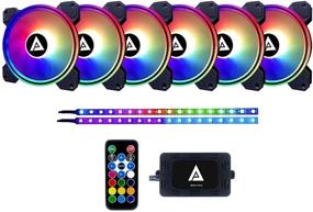 img 4 attached to 🌀 Apevia ET62-RGB Electro 120mm Silent Addressable RGB LED Fan with Remote Control, 28x LEDs & 8X Anti-Vibration Rubber Pads, Includes 2 Magnetic Addressable LED Strips (6+2-pack)