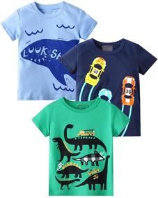 img 3 attached to 🦖 DEEKEY Toddler Little Boys 3-Pack Dinosaur T-Shirts: Short Sleeve Crewneck Tops for 2-7 Years