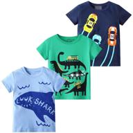 🦖 deekey toddler little boys 3-pack dinosaur t-shirts: short sleeve crewneck tops for 2-7 years logo