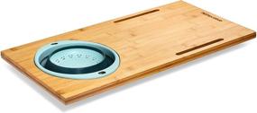 img 4 attached to 🔪 Bamboo Cutting Board with Collapsible Strainer, Phone Slots, by Homevative - Perfect for Over the Sink Use