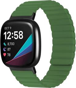 img 4 attached to 📱 Ремешки Hillon Fitbit Versa 3/Sense, регулируемые силиконовые петли для запястья с магнитной застежкой для мужчин и женщин - совместимы с ремешками Fitbit Versa 3, доступны в малом и большом размерах.