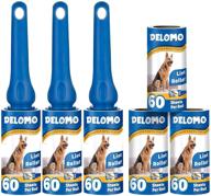 🐾 delomo extra sticky pet hair lint rollers - upgrade portable lint roller set with 3 rollers + 6 paper rolls, 360 sheets total - ideal for furniture, couch, carpet, car seat & clothing - blue logo