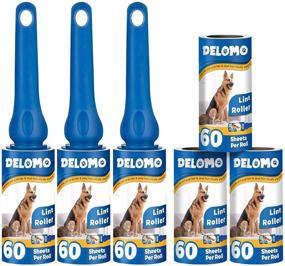 img 4 attached to 🐾 DELOMO Extra Sticky Pet Hair Lint Rollers - Upgrade Portable Lint Roller Set with 3 Rollers + 6 Paper Rolls, 360 Sheets Total - Ideal for Furniture, Couch, Carpet, Car Seat & Clothing - Blue