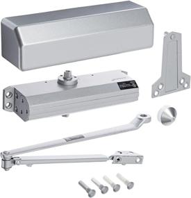 img 1 attached to Hager 5300 Series Aluminum Grade 1 Heavy Duty Surface Door Closer with Multi-Mount, Adjustable Spring Size 1–6, Sprayed Aluminum Finish