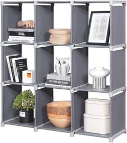 img 1 attached to 📦 SONGMICS 9-Cube DIY Storage Shelves: Versatile Gray Closet Organizer Rack for Open Bookshelf & Non-Woven Fabric Cabinet