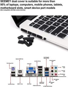 img 1 attached to Набор крышек SEEMEY из 17 штук – противопылевые колпачки для USB-портов, пробки от пыли для USB-C-портов, крышки от пыли для портов на ноутбуке и ПК, пробки для портов материнской платы, сдвижная крышка для веб-камеры – 9 видов, черного цвета.