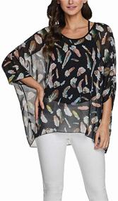 img 3 attached to LeaLac Women's Summer Floral Print Batwing Sleeve Chiffon Poncho Top - Casual Loose Blouse