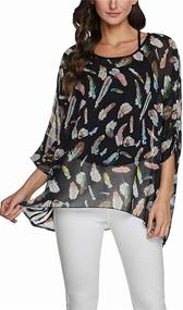 img 2 attached to LeaLac Women's Summer Floral Print Batwing Sleeve Chiffon Poncho Top - Casual Loose Blouse