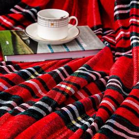img 2 attached to 🎄 Bedsure Christmas Plaid Blanket Throw - Soft Chenille Decorative Blanket with Tassel for Couch, Sofa, Bed and Home Decor (Red, 50”x60”) - Shop Now!