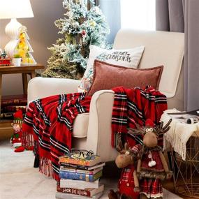 img 3 attached to 🎄 Bedsure Christmas Plaid Blanket Throw - Soft Chenille Decorative Blanket with Tassel for Couch, Sofa, Bed and Home Decor (Red, 50”x60”) - Shop Now!