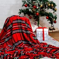 🎄 bedsure christmas plaid blanket throw - soft chenille decorative blanket with tassel for couch, sofa, bed and home decor (red, 50”x60”) - shop now! logo