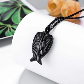 img 3 attached to Stainless Steel Angel Wing Urn Pendant - Memorial Jewelry for Ashes | Ashes Holder Necklace - I'm Here to Watch Over You