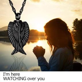 img 1 attached to Stainless Steel Angel Wing Urn Pendant - Memorial Jewelry for Ashes | Ashes Holder Necklace - I'm Here to Watch Over You