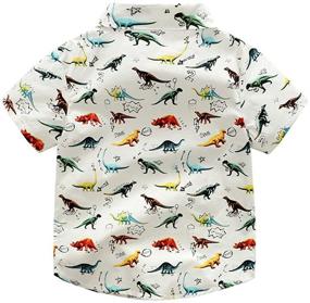 img 3 attached to Abolai Boys' Dinosaur Pattern Short Sleeve Woven Shirt with One Pocket