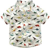 abolai boys' dinosaur pattern short sleeve woven shirt with one pocket logo