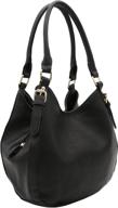 medium black women's handbags & wallets with lightweight compartment leather logo