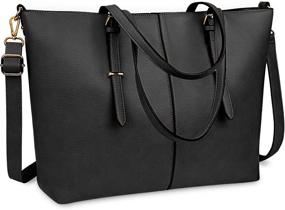 img 4 attached to 👜 Stylish and Functional Laptop Tote Bag for Women, 15.6 Inch Waterproof Lightweight Leather, Ideal for Business, Office, and Travel