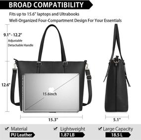 img 3 attached to 👜 Stylish and Functional Laptop Tote Bag for Women, 15.6 Inch Waterproof Lightweight Leather, Ideal for Business, Office, and Travel