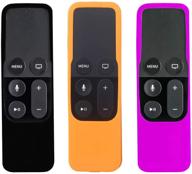 📱 protective silicone remote case for apple tv 4k & 4th/5th gen remote - shockproof cover in black, orange, and purple logo