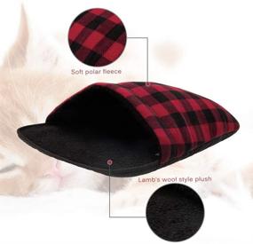 img 2 attached to SCIROKKO Plaid Heated Cat Bed Mat - Thermal Anti-Slip Pet Cave, Self-Warming Pad Sleeping Hideaway Bag for Cats & Puppies