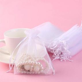 img 2 attached to 🎁 Foxnovo 100 Pack 9x12cm Organza Drawstring Gift Bags - Perfect Wedding Favor Bag Set in White