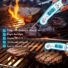 img 1 attached to 🔵 STHSTAR Waterproof Digital Meat Thermometer for Cooking and Grilling, Instant Read Food Thermometer with Folding Probe Backlight for Baking, BBQ, Oil, Milk, Bath Water, and Deep Fry - Blue