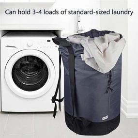 img 2 attached to 🧺 Washable Laundry Bag Backpack: Large Clothes Hamper Bag for Travel, Camping or College with Adjustable Straps and Drawstring Closure - Grey