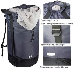 img 3 attached to 🧺 Washable Laundry Bag Backpack: Large Clothes Hamper Bag for Travel, Camping or College with Adjustable Straps and Drawstring Closure - Grey