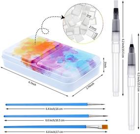img 2 attached to 🎨 57-предметный набор акварельной краски с водным кисточкой для смешивания, металлическим ящиком для акварели с крышкой, пустым лотком для акварели, пером для линий с крючком, кистью и сумкой для хранения - идеальный набор для художников, состоищий из 57 предметов