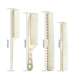 img 1 attached to Набор алюминиевых парикмахерских гребней - хвостовой гребень, гребень для стрижки и гребень для укладки для парикмахерского использования (золотой)