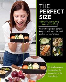 img 1 attached to 🍱 UMAMI All-in-One Bento Box: 2 Meal Prep Lunch Containers with Sauce Pot, Cutlery Set, and Dividers – Ideal for Adults and Children, Microwave, Dishwasher, and Freezer Safe