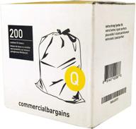 🗑️ commercial bargains code q custom fit drawstring trash bags: 50-65 liter / 13-17 gallon, 8 roll, simplehuman code q compatible - 200 count (13-17 gallons) logo