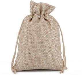 img 2 attached to 🛍️ MELUOGE Burlap Bags Cotton Linen Jewelry Treasure Pouches - Set of 10, Light Coffee (6"x8")