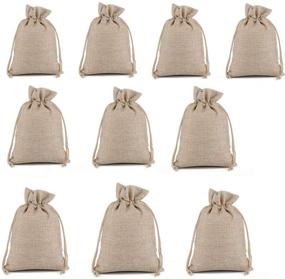 img 1 attached to 🛍️ MELUOGE Burlap Bags Cotton Linen Jewelry Treasure Pouches - Set of 10, Light Coffee (6"x8")