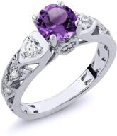 💍 925 sterling silver purple amethyst women's engagement ring by gem stone king (1.96 cttw, gemstone birthstone, size options 5, 6, 7, 8, 9) logo