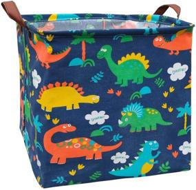 img 4 attached to 🦕 ASKETAM Square Canvas Collapsible Fabric Toy Box Storage Bin - Dinosaur Design for Nursery, Bedroom Decor, Kids Laundry Baskets, Toy Organizer, Shelf Basket, and Gift Baskets