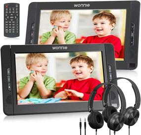 img 4 attached to 📀 WONNIE 10.5" Dual Portable DVD Player: Perfect Car Entertainment for Kids - Two Headphones, Rechargeable Battery, USB/SD/MMC Support, AV In & Out- Regions Free! (1 Player+1 Monitor)