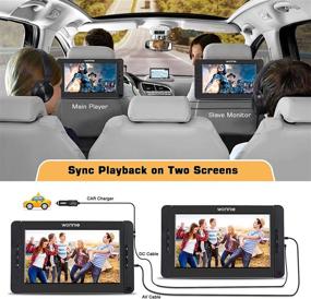 img 3 attached to 📀 WONNIE 10.5" Dual Portable DVD Player: Perfect Car Entertainment for Kids - Two Headphones, Rechargeable Battery, USB/SD/MMC Support, AV In & Out- Regions Free! (1 Player+1 Monitor)