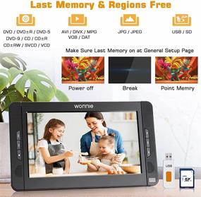 img 2 attached to 📀 WONNIE 10.5" Dual Portable DVD Player: Perfect Car Entertainment for Kids - Two Headphones, Rechargeable Battery, USB/SD/MMC Support, AV In & Out- Regions Free! (1 Player+1 Monitor)
