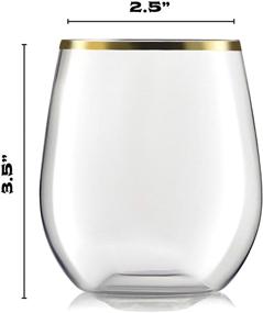 img 3 attached to 🥂 Pack of 32 Disposable 12 Oz Gold Rim Stemless Plastic Wine Glasses - Shatterproof, Recyclable, BPA-Free, and Stylish Drinkware for all Beverages, Cocktail Parties, Wedding Reception, and Catered Events