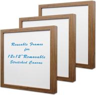 pack of 3 natural art removable stretched canvas with reusable wood frames for paintings, 12x12inx3pcs logo